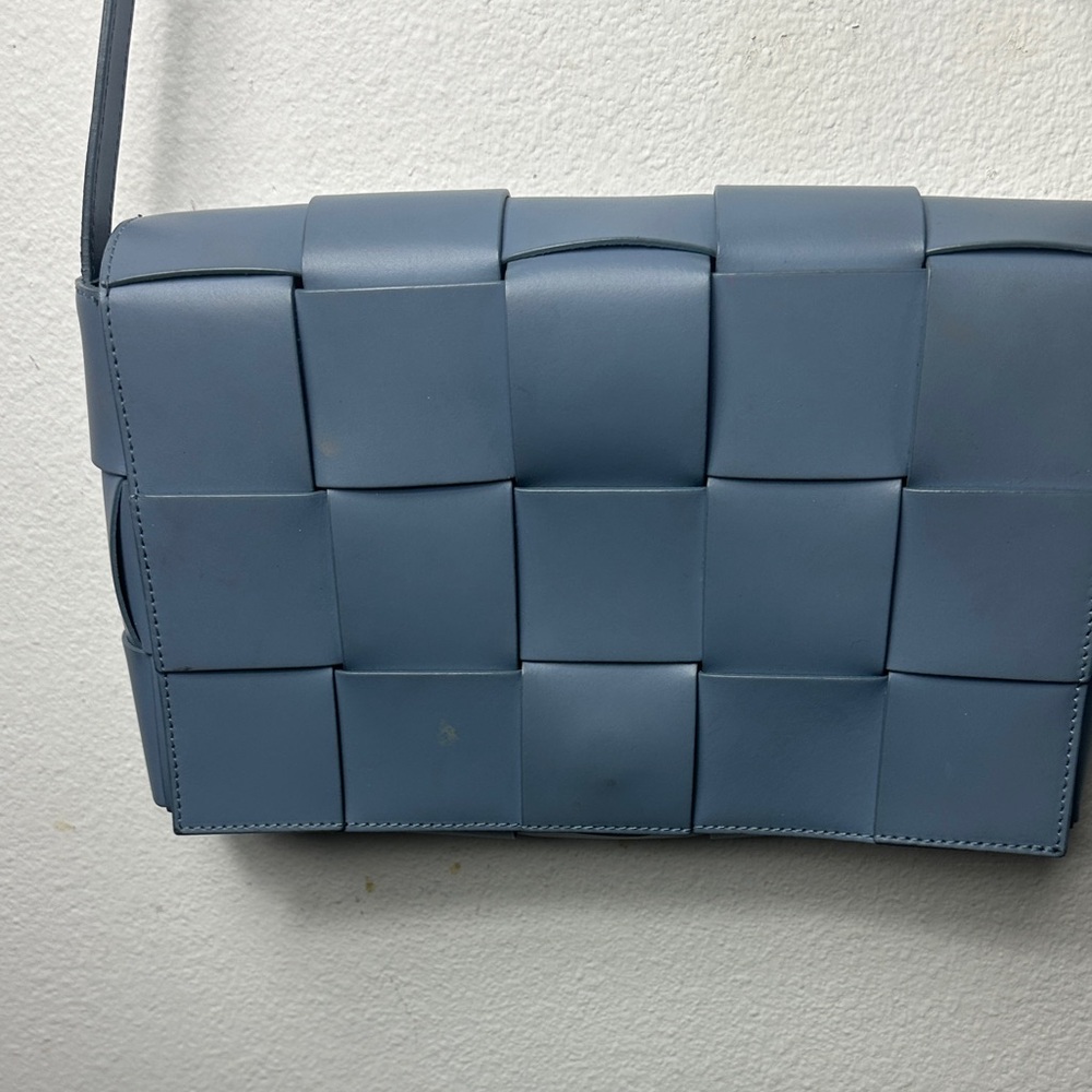 Isadora Sky Blue Woven Leather Shoulder Bag. Made In Italy. Brand New